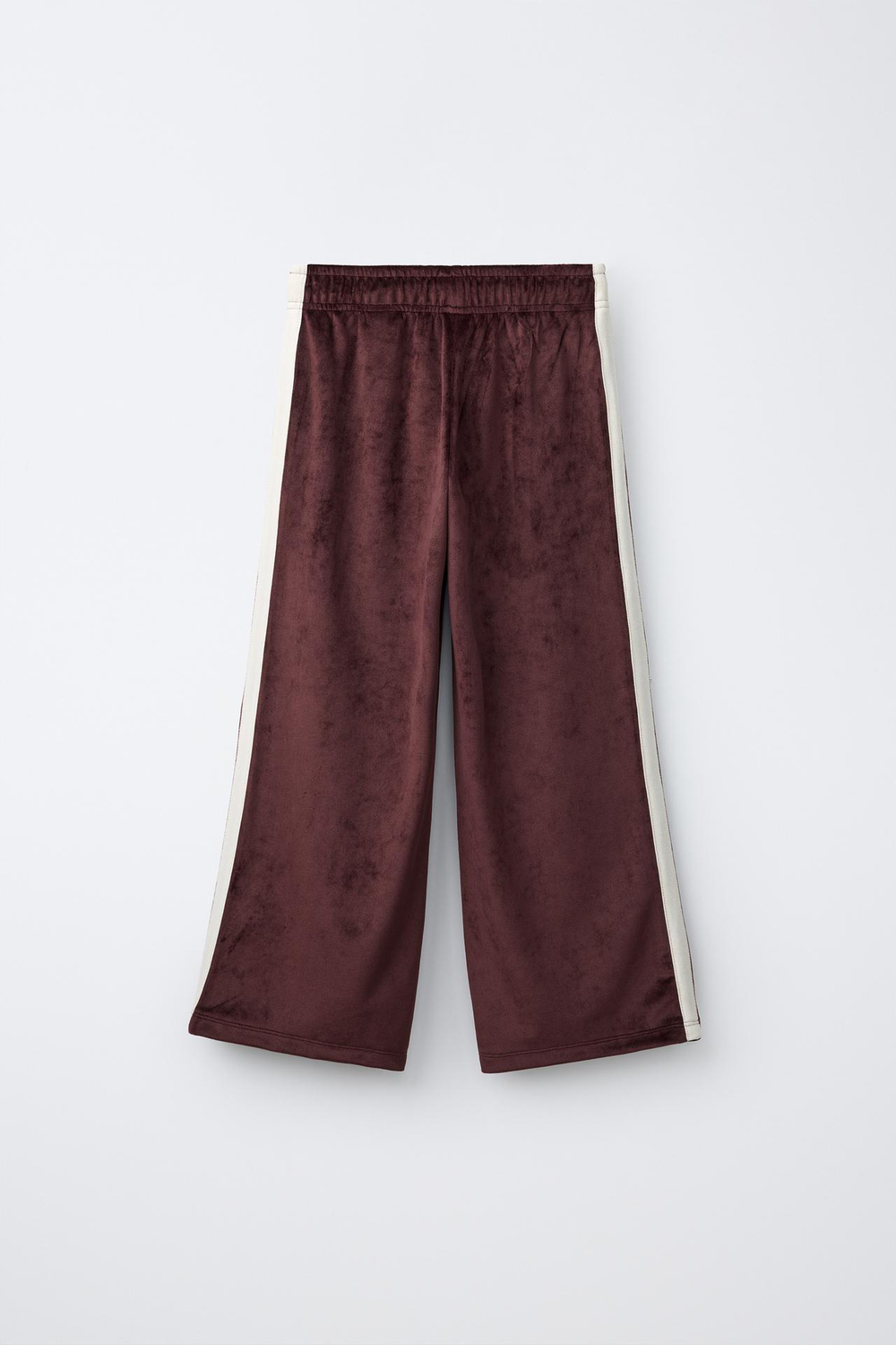 ZARA БРЮКИ WIDE LEG ИЗ ВЕЛЬВЕТА С КОНТРАСТНЫМИ ЛАМПАСАМИ, КОРИЧНЕВЫЙ