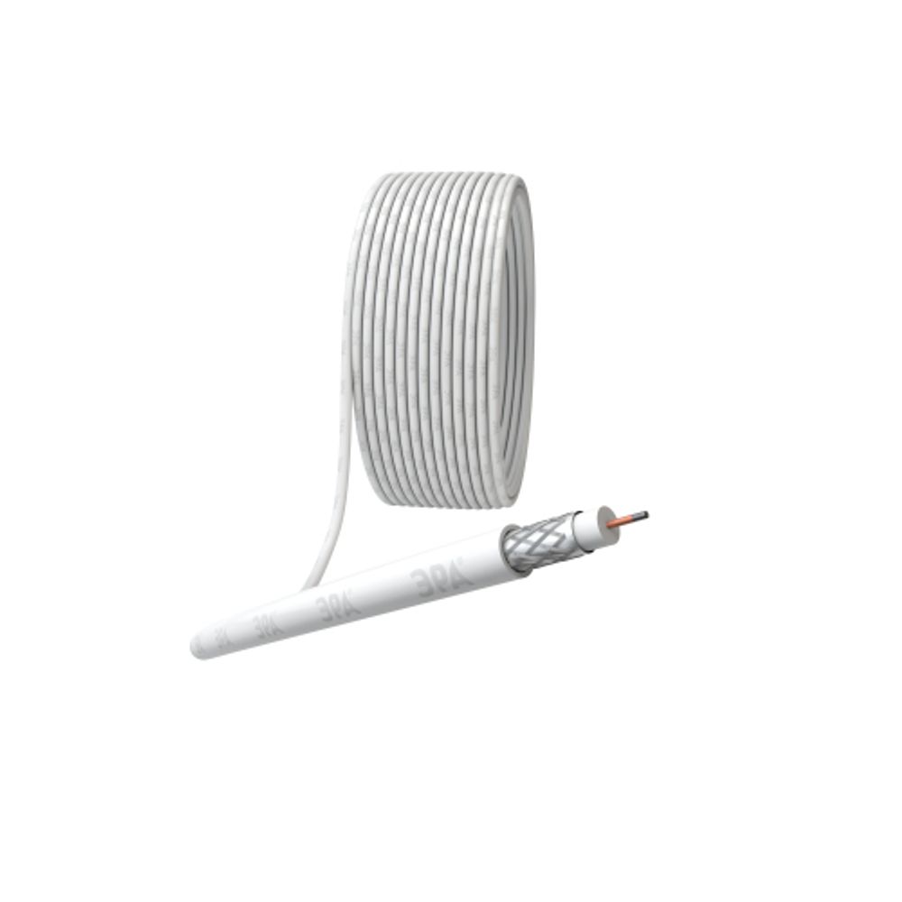 ЭРА Кабель коаксиальный RG-6U, 75 Ом, CCS/(оплётка Al 48%), PVC, цвет белый, бухта 100 м, SIMPLE | 