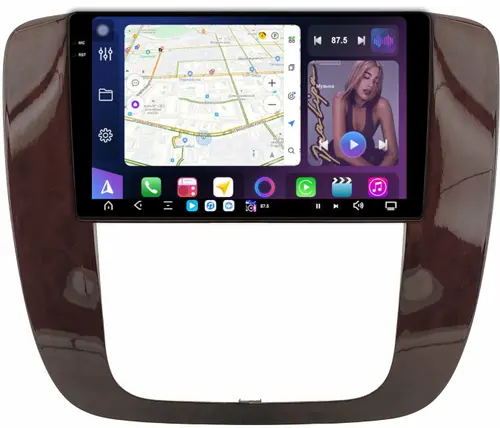 Магнитола для Chevrolet Tahoe 2006-2014 (рамка под дерево) - FarCar S500-TS20 монитор 9.5" 2K QLED на Android 14, Быстрейшая, CarPlay, 4G SIM-слот