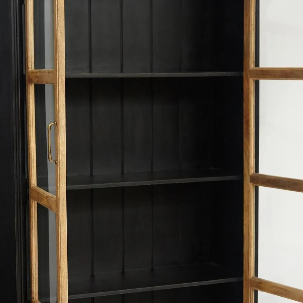 Шкаф книжный Secret de Maison BLACK LABEL (mod. DA-2289) дерево акация, манго, мдф, 110х41х211см, черный/натуральный