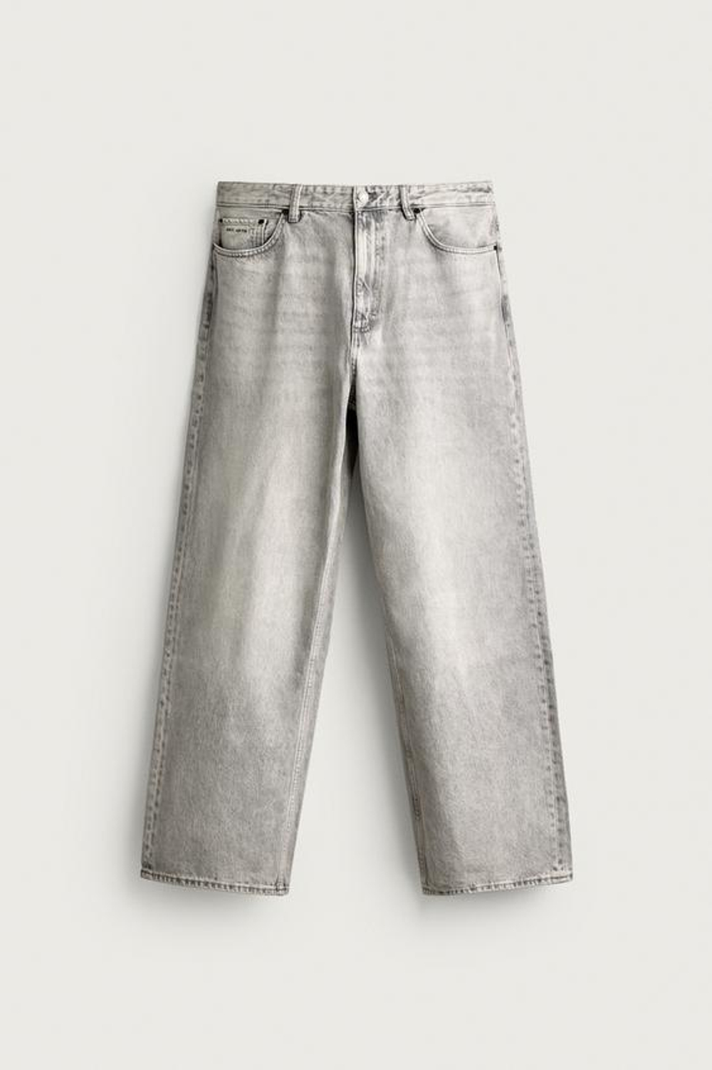 ZARA ДЖИНСЫ LOOSE FIT, ЖЕМЧУЖНО-СЕРЫЙ