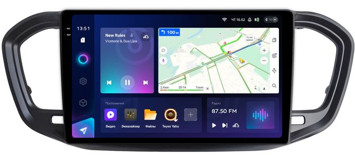 Магнитола для Lada Vesta NG 2023+ (без ШГУ, рамка черная матовая 9) - Teyes CC3-2K QLed Android 10, Быстрая, 4G SIM-слот, CarPlay