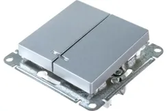 Выключатель Systeme Electric ATLASDESIGN 2-клавишный с индикатором алюминий 38183