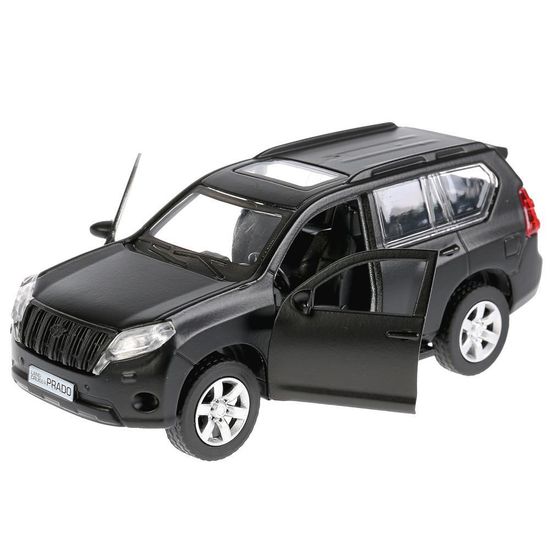 Машина металл TOYOTA PRADO матовая 12 см, двери, багаж, инерц, черный, кор. Технопарк