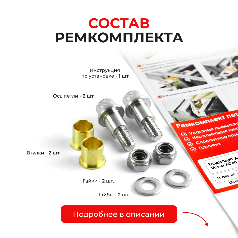 Ремкомплект (втулки) петель дверей Volvo XC60 (I-II) (2 петли, RPD4-2) 2008–2017