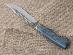 Нож "Алтай", сталь Bohler N690, рукоять синяя стабилизированная береза