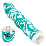 Волнообразный вибратор Squiggle Dick - 15,25 см. (Цвет: зеленый с белым)