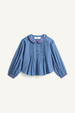 ZARA БЛУЗА С ВЫШИВКОЙ - LIMITED EDITION, МОРСКОЙ СИНИЙ