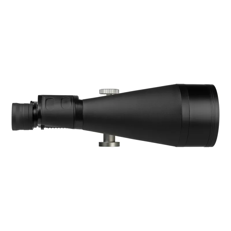 Бинокль Veber Astro БПЦ 20x80 - вид сбоку в профиль, черный корпус и встроенное штативное крепление