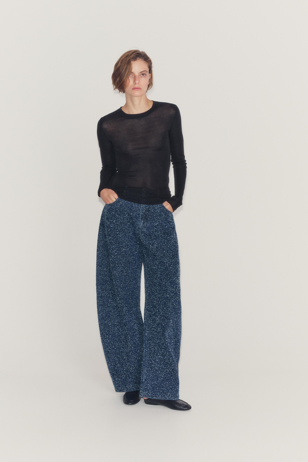 ДЖИНСЫ WIDE LEG СО СРЕДНЕЙ ПОСАДКОЙ И ТЕКСТУРОЙ — ZW COLLECTION — ZARA
