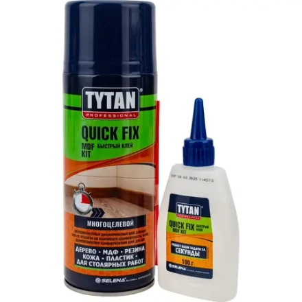 Tytan Professional Quiсk Fix клей двухкомпонентный цианакрилатный для МДФ прозрачный 400 мл /100 г
