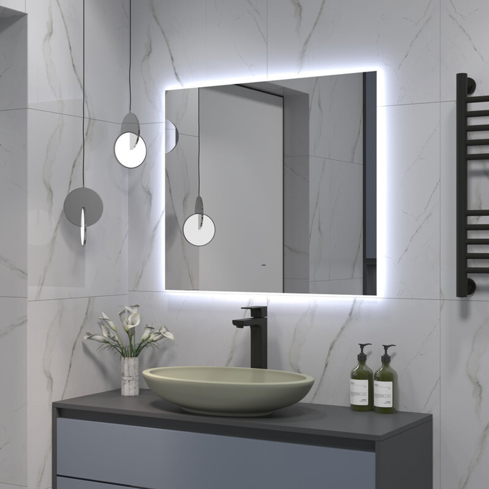 Зеркало "Trezhe Led" 800х700 с бесконтактным сенсором, холодная подсветка