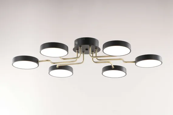 Люстра потолочная светодиодная NewRgy 18055STD/6 AB+BK, 48 Вт, бронзовая и чёрная