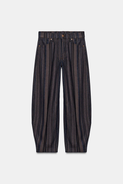 ZARA ДЖИНСЫ TAPERED С ВЫСОКОЙ ПОСАДКОЙ — ZW COLLECTION, КОРИЧНЕВЫЙ