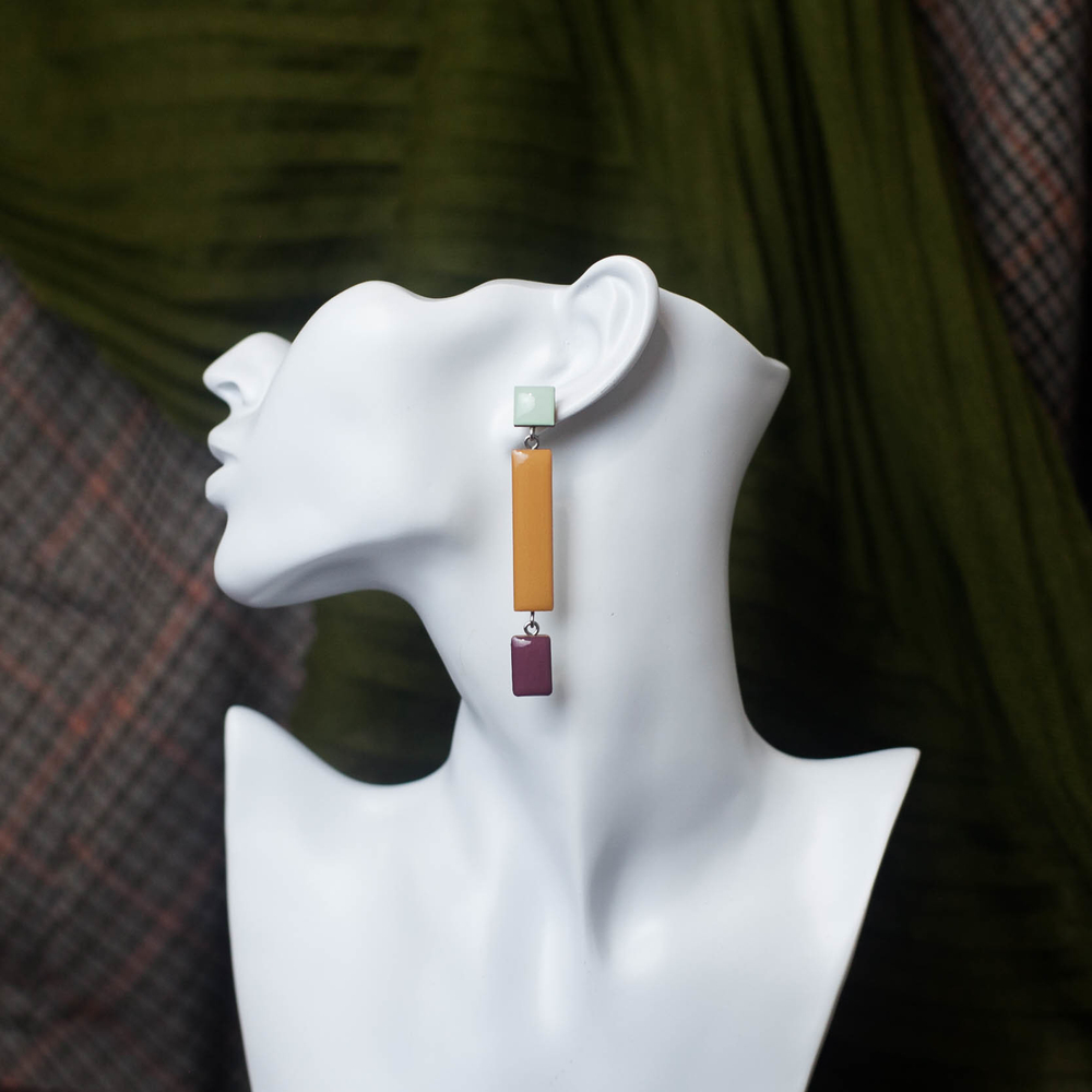 Серьги - Вертикаль Асимметрия - Твид