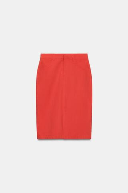 ZARA - FRUIT OF THE LOOM™ ЮБКА-МИДИ С РАЗРЕЗОМ, КРАСНЫЙ