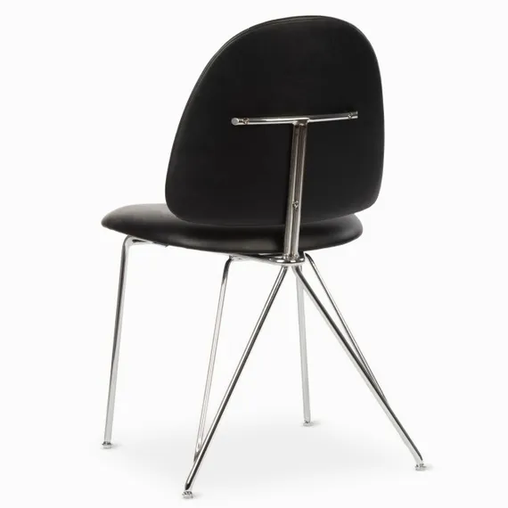 Обеденный стул Sundseat, черная экокожа, ножки хром