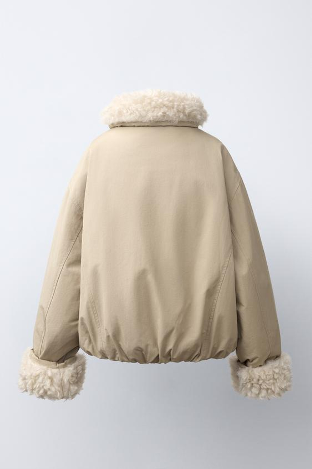 ZARA КУРТКА ИЗ ИСКУССТВЕННОГО МЕХА, ЦВЕТ СЛОНОВОЙ КОСТИ