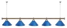 Лампа STARTBILLIARDS 5 пл. (плафоны коричневые,штанга золотая,фурнитура золото)