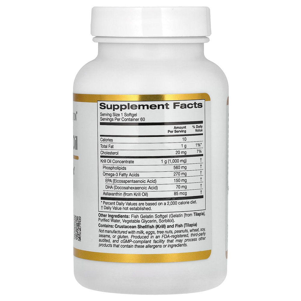 California Gold Nutrition, масло криля премиального качества с SUPERBABoost, 1000 мг, 60 капсул из рыбьего желатина
