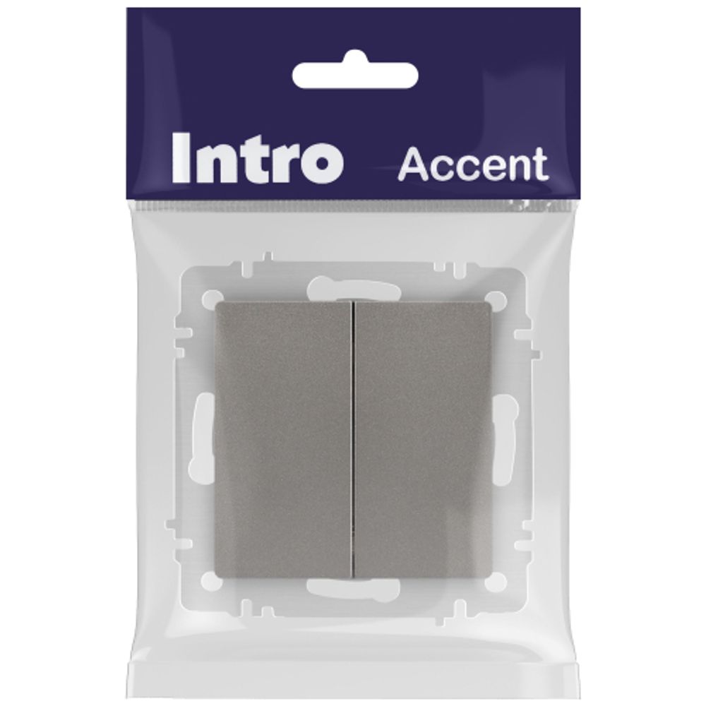 Переключатель Intro Accent 6-107-09 двойной, 10А-250В, IP20, СУ, AL/CU, титан | Intro