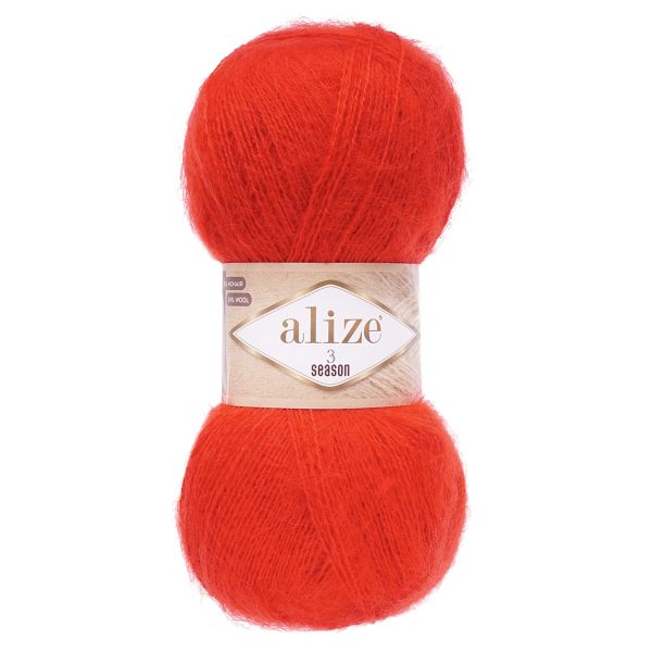 Пряжа Alize (Ализе) 3 Season / уп.5 мот. по 100 г, 500 м, 56 красный