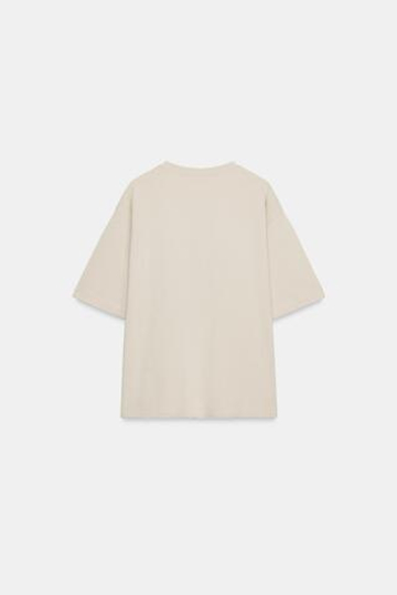 ZARA ФУТБОЛКА С КРУГЛЫМ ВЫРЕЗОМ, ПЕСОЧНЫЙ