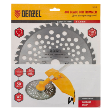 Диск для триммера, 230 х 25,4 толщина 1,3 мм, 40 зубьев Denzel 96340