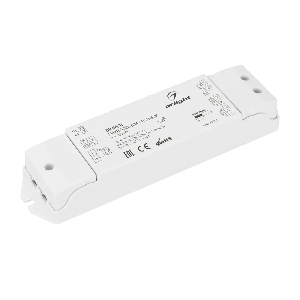 Диммер SMART-D22-DIM-PUSH-SUF (230V, 2A, TRIAC, 2.4G) (Arlight, IP20 Пластик, 5 лет) Диммер SMART-D22-DIM-PUSH-SUF (230V, 2A, TRIAC, 2.4G) (Arlight, IP20 Пластик, 5 лет)