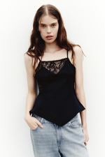 Габардиновый топ с кружевными вставками - H&M