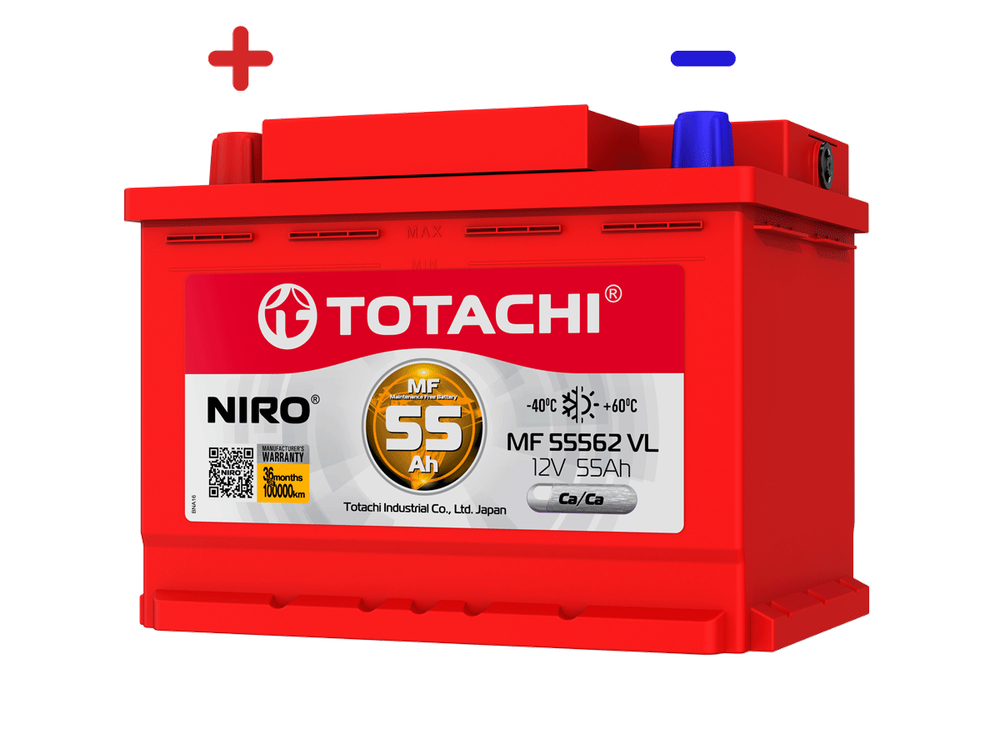 Аккумуляторная батарея АКБ TOTACHI NIRO MF 55562 VL  55а/ч  поляр.прямая 1 (JIS R)