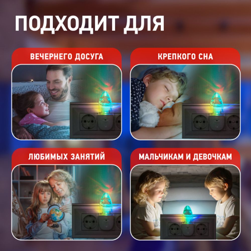 Ночник - светильник светодиодный ЭРА NN-618-LS-W в розетку с датчиком освещенности белый | Ночники