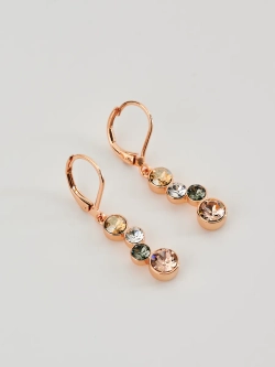 Серьги-подвески Эльза с кристаллами Swarovski шампань