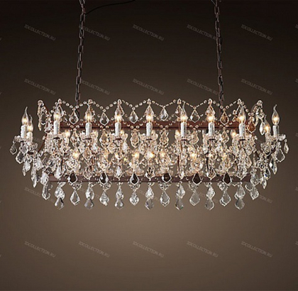 Люстра 19TH C. ROCOCO IRON & CLEAR CRYSTAL RECTANGULA Restoration Hardware 68290139
