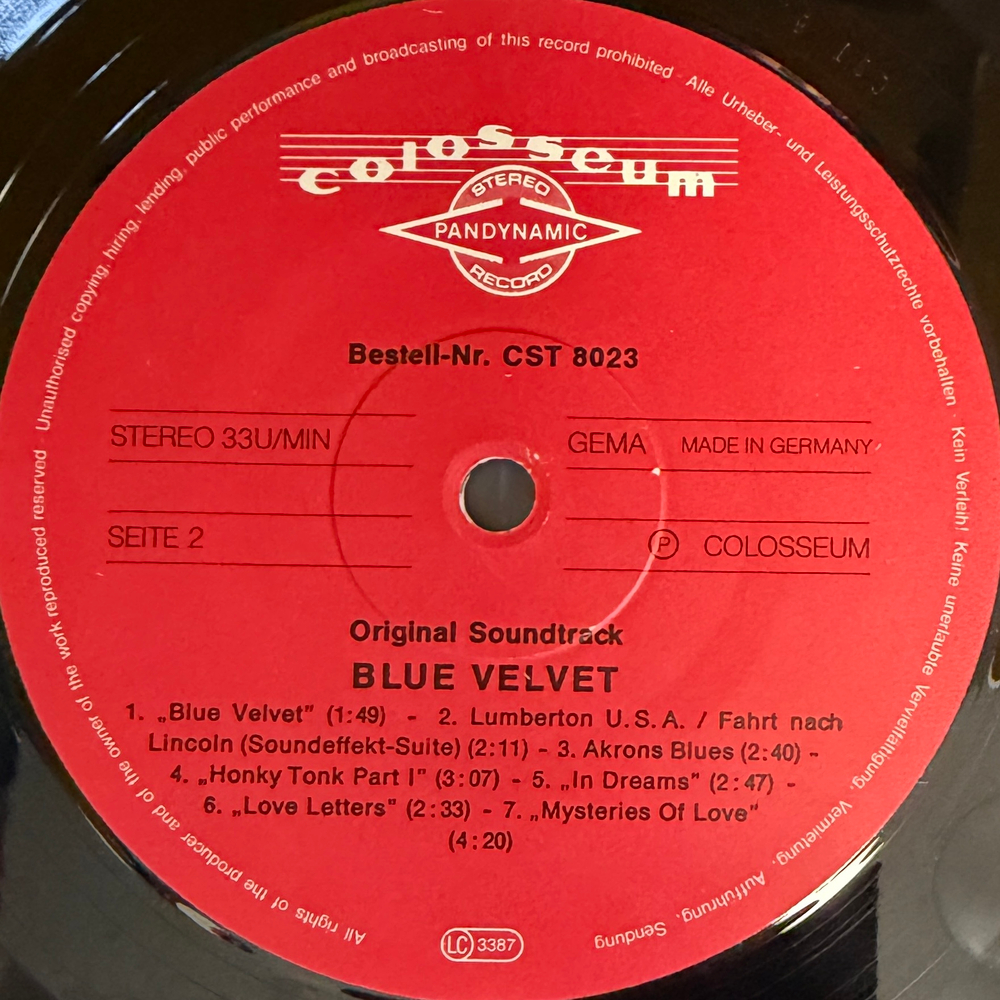 Blue Velvet - Angelo Badalamenti (Германия 1987г.) Т