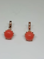 Серьги бижутерные с кораллом синтетическим