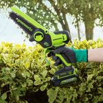 Цепная мини пила аккумуляторная Greenworks GD24CSMNX Арт. 2008707UA, 24V, 15см, бесщеточная, в комплекте АКБ 2 А·ч и ЗУ в сумке