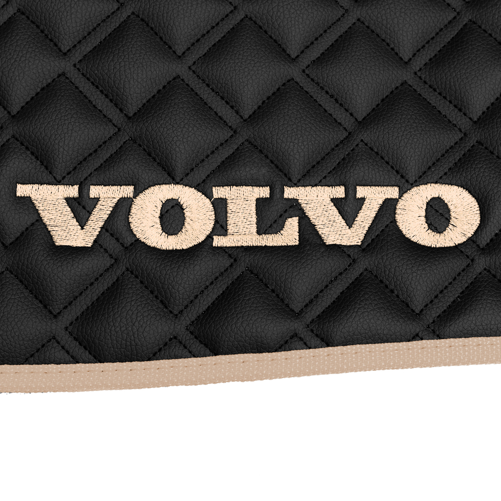 Ковры VOLVO FH-12 2002-2008г (автомат) (экокожа, черный, бежевый кант, бежевая вышивка)