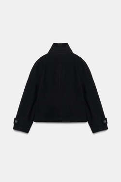 ZARA МЯГКАЯ ДВУБОРТНАЯ КУРТКА, ЧЕРНЫЙ