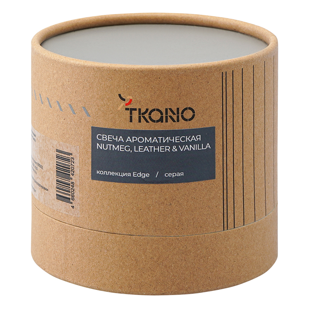 Свеча ароматическая Nutmeg Leather & Vanilla Tkano Edge серая 60ч