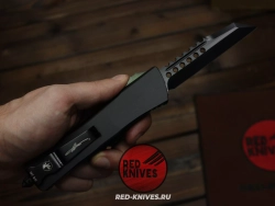 Нож Microtech Troodon W/E - рукоять зеленый Ultem, черный клинок RK-470