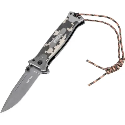 Нож складной многоцелевой, системы Liner-Lock, с накладкой G10 на прямой рукоятке DENZEL 79208