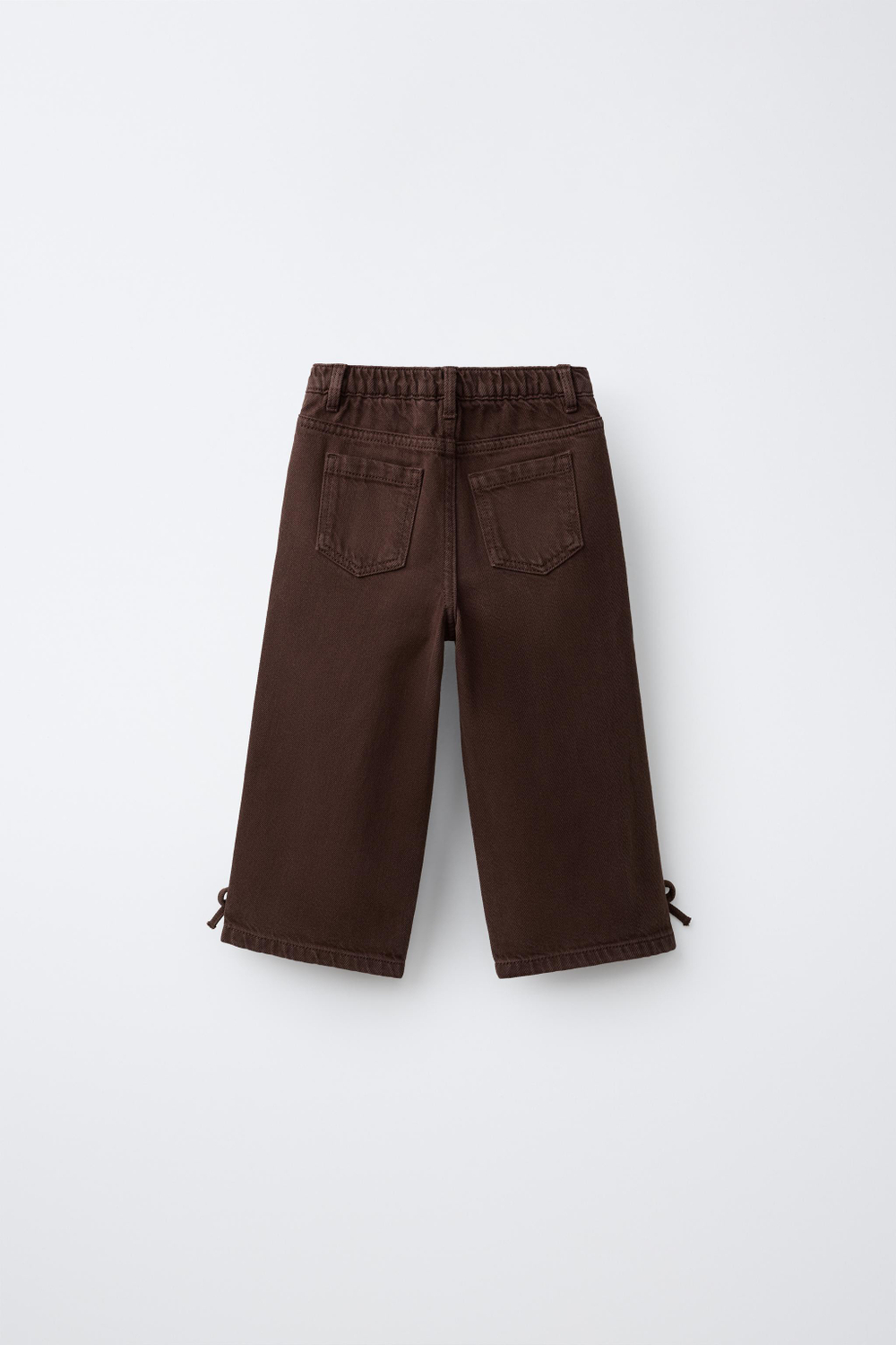 ZARA ДЖИНСЫ WIDE LEG С ЗАВЯЗКАМИ, КОРИЧНЕВЫЙ