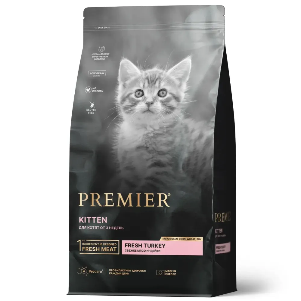Сухой корм Premier Cat Turkey Kitten для котят из свежей индейки