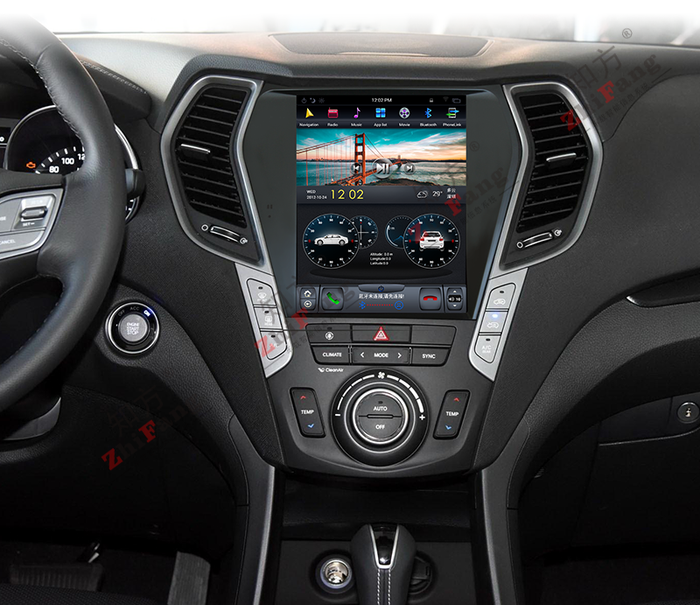 Магнитола для Hyundai Santa Fe 3 DM 2012-2018 (климат на ШГУ) - Kuberg ZF-1157-Q6 вертикальный экран 10.4" в стиле "Тесла" на Android 11, CarPlay, 4G SIM-слот