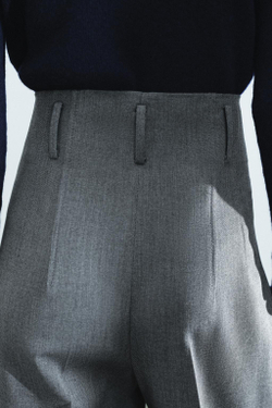ZARA БРЮКИ С ВЫСОКОЙ ПОСАДКОЙ — ZW COLLECTION, СЕРЫЙ МЕЛАНЖ