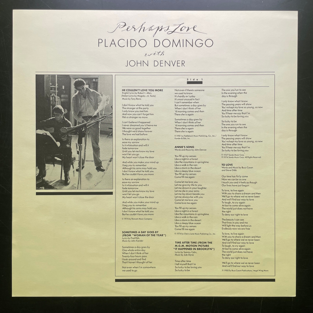 Placido Domingo With John Denver ‎– Perhaps Love (США 1981г.)