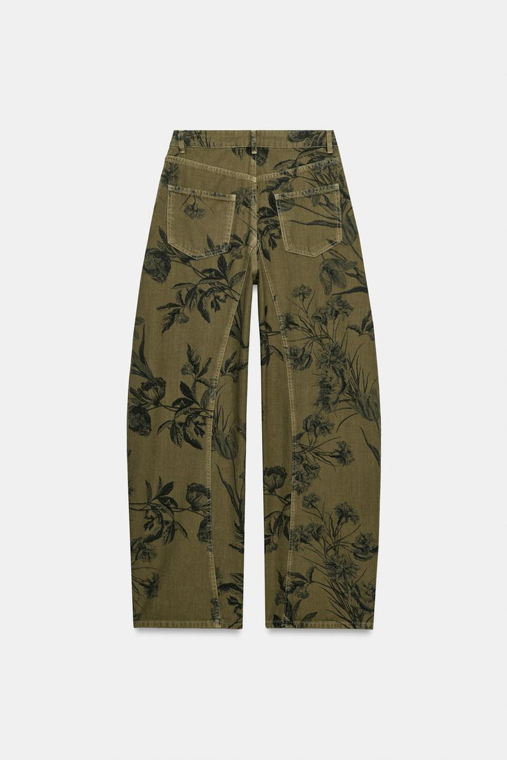 ZARA ДЖИНСЫ BARREL С НИЗКОЙ ПОСАДКОЙ И ПРИНТОМ — ZW COLLECTION, СВЕТЛО-БЕЖЕВЫЙ