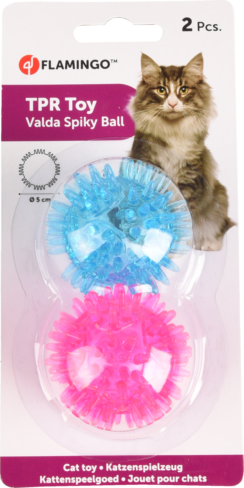 Игрушка для кошек мяч игольчатый VALDA 5см, 2 шт. в наборе, Flamingo