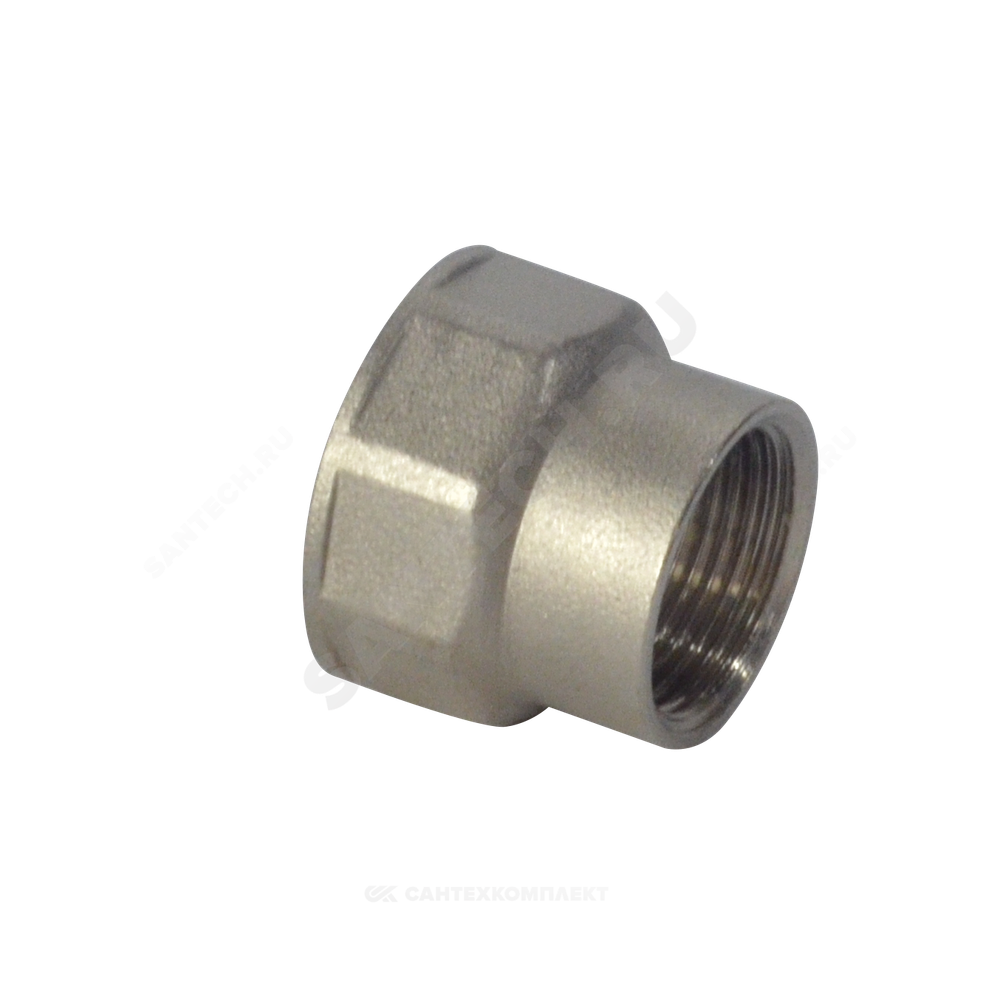 Муфта латунь никель переходная Ду 15х10 (1/2"х3/8") ВР/ВР RTP (РосТурПласт) 25170